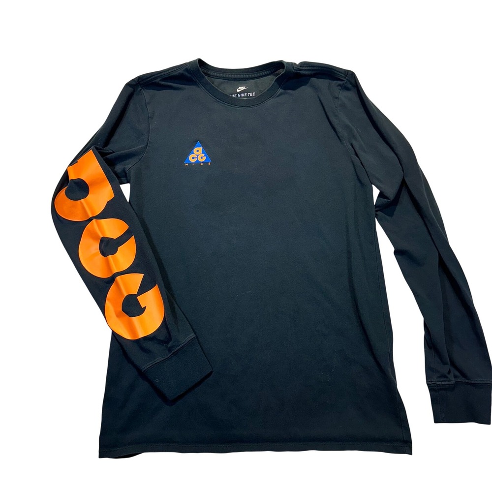 Nike ACG Long Sleeve Shirt Mens Small Black Orange Gorpcore Streetwear